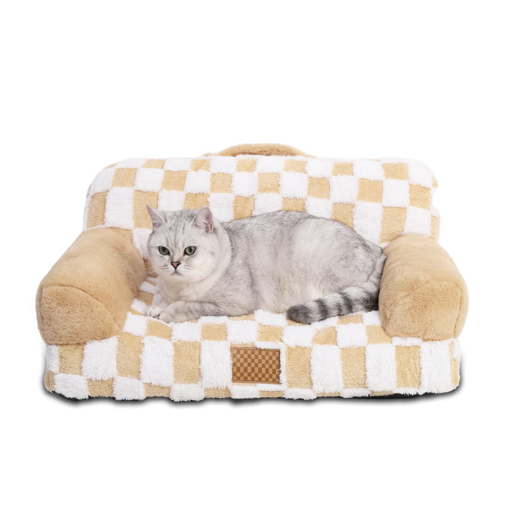 HKM-269843 Luxury Solid Color Jacquard Pattern Removable Fur Cover Machine Washable Pet Bed