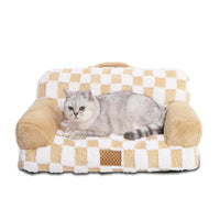 HKM-269843 Luxury Solid Color Jacquard Pattern Removable Fur Cover Machine Washable Pet Bed