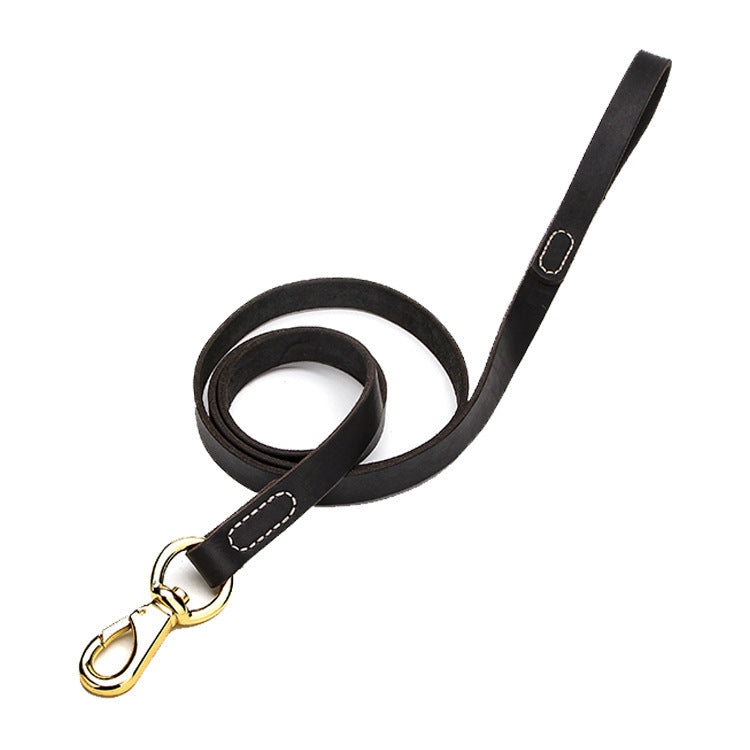 HKM-248147 Cowhide Leather Dog Leash for Medium and Large Breeds - Durable Design for Golden Retrievers, Labradors, Corgis, and Huskies