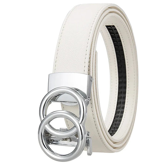 HKM-396179 Men's Automatic Buckle Leather Belt with Zinc Alloy Features