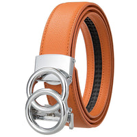 HKM-396179 Men's Automatic Buckle Leather Belt with Zinc Alloy Features