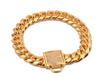HKM-344979 Stainless Steel Titanium Gold Encryption Chain - 30mm Width, 20-32inch Adjustable Length