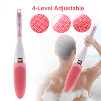 HKM-088467 Electric Silicone Bath Brush with Long Handle for Deep Cleaning and Massage, Adjustable Vibration Levels, IPX5 Waterproof