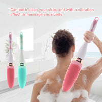 HKM-088467 Electric Silicone Bath Brush with Long Handle for Deep Cleaning and Massage, Adjustable Vibration Levels, IPX5 Waterproof
