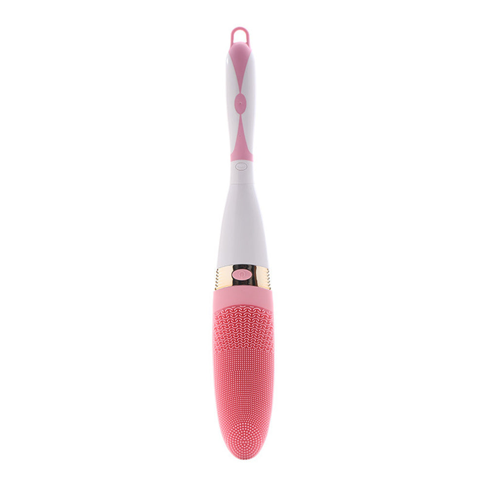 HKM-088467 Electric Silicone Bath Brush with Long Handle for Deep Cleaning and Massage, Adjustable Vibration Levels, IPX5 Waterproof