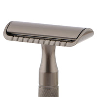 HKM-726355 Classic Metal Safety Razor with Double-Edged Stainless Steel Blade for Men - 11.6cm Length, Copper Handle