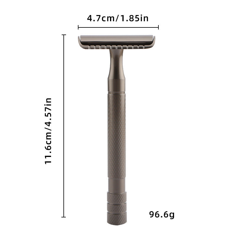 HKM-726355 Classic Metal Safety Razor with Double-Edged Stainless Steel Blade for Men - 11.6cm Length, Copper Handle