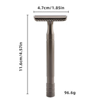 HKM-726355 Classic Metal Safety Razor with Double-Edged Stainless Steel Blade for Men - 11.6cm Length, Copper Handle