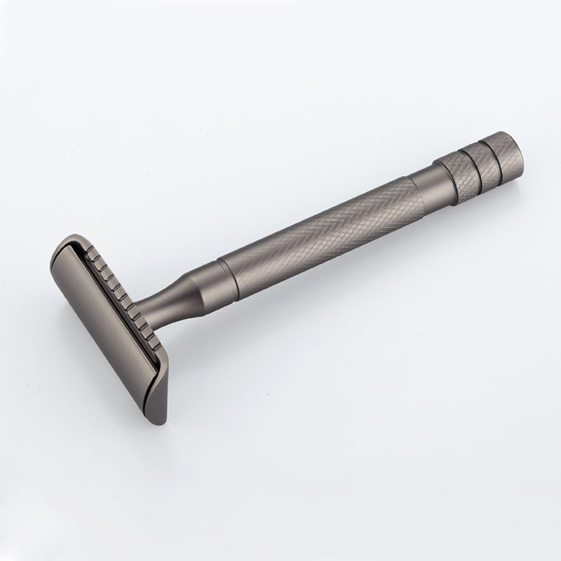 HKM-726355 Classic Metal Safety Razor with Double-Edged Stainless Steel Blade for Men - 11.6cm Length, Copper Handle