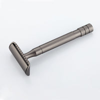 HKM-726355 Classic Metal Safety Razor with Double-Edged Stainless Steel Blade for Men - 11.6cm Length, Copper Handle