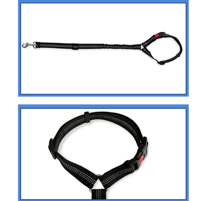 HKM-245843 Adjustable Elastic Dog Safety Seat Belt with Reflective Lines and Zinc Alloy Hook