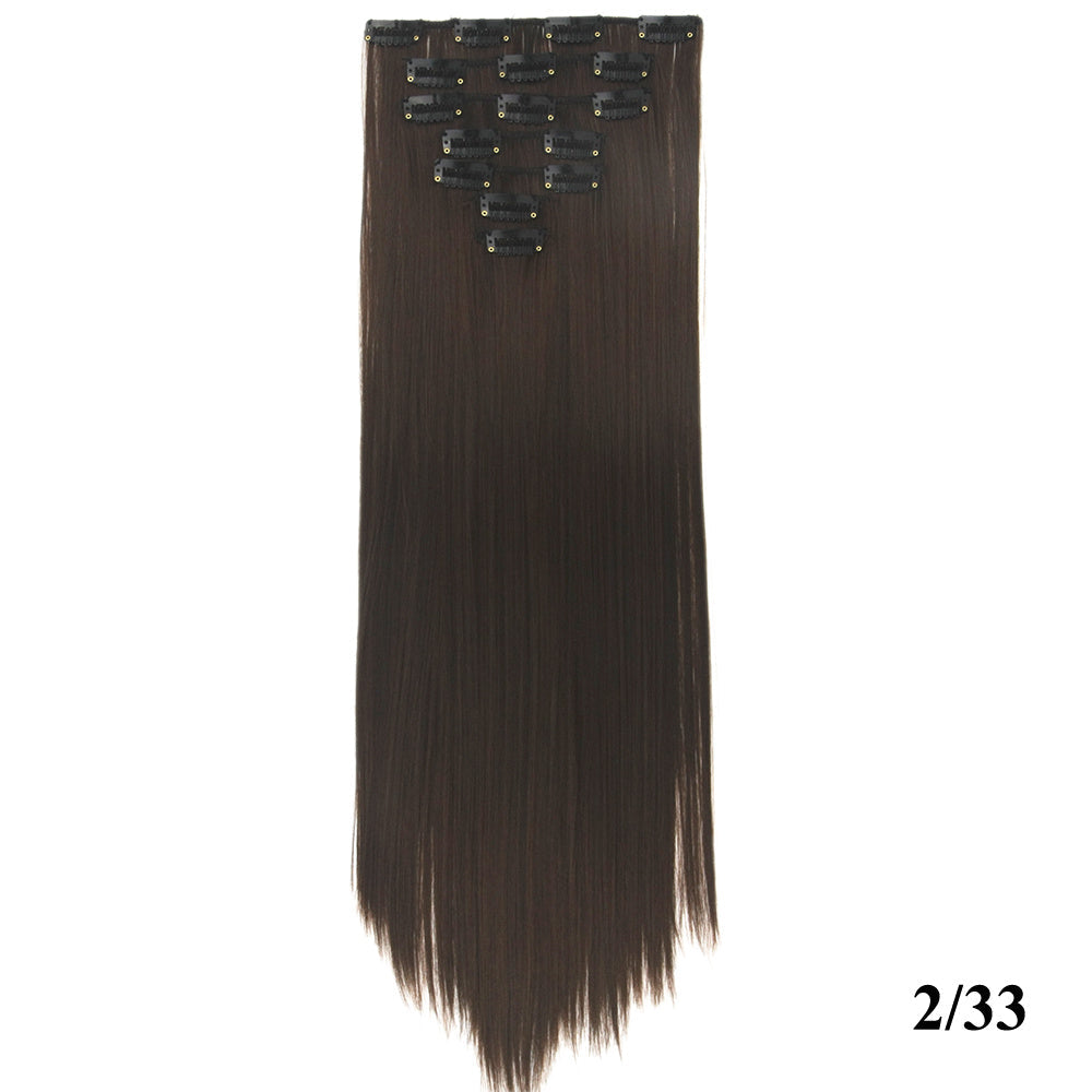 HKM-010579 Seven-Piece Straight Wig - 60cm High Temperature Wire, Suitable for Natural Skin Tones, Dyeable and Heat-Friendly