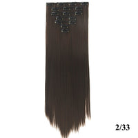 HKM-010579 Seven-Piece Straight Wig - 60cm High Temperature Wire, Suitable for Natural Skin Tones, Dyeable and Heat-Friendly
