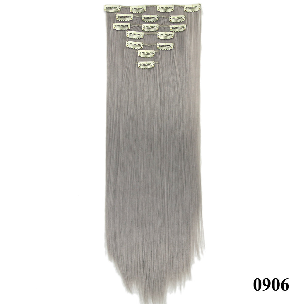 HKM-010579 Seven-Piece Straight Wig - 60cm High Temperature Wire, Suitable for Natural Skin Tones, Dyeable and Heat-Friendly