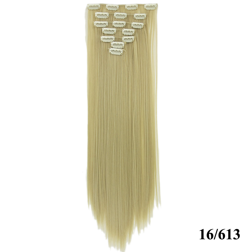 HKM-010579 Seven-Piece Straight Wig - 60cm High Temperature Wire, Suitable for Natural Skin Tones, Dyeable and Heat-Friendly