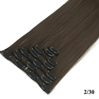 HKM-010579 Seven-Piece Straight Wig - 60cm High Temperature Wire, Suitable for Natural Skin Tones, Dyeable and Heat-Friendly