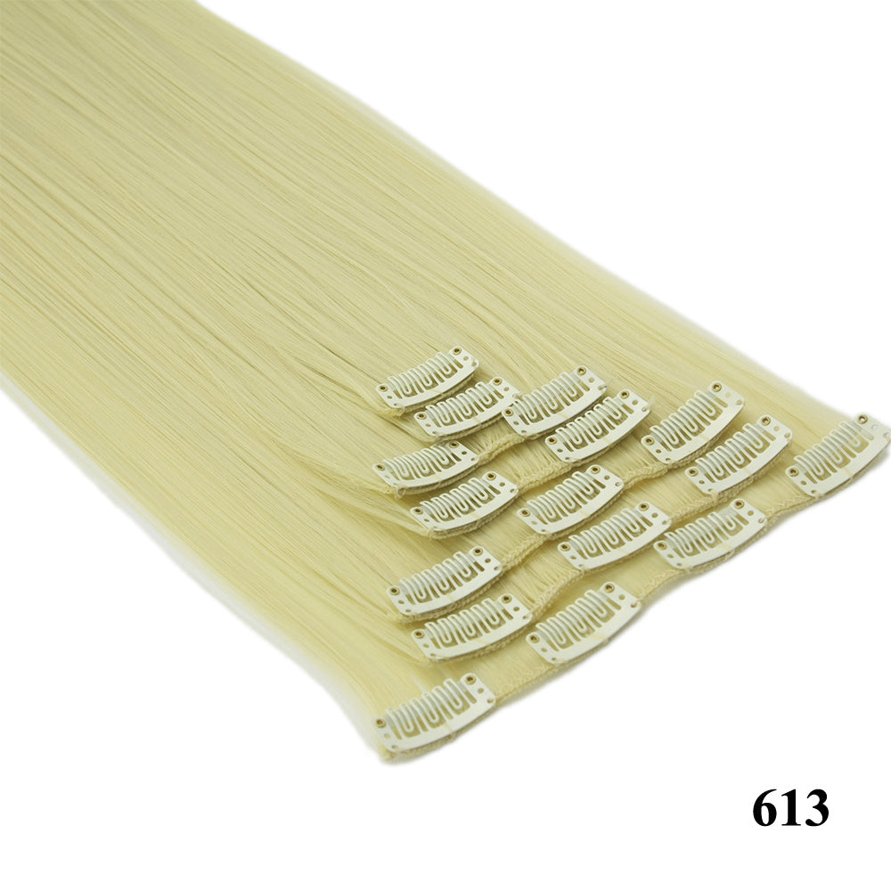 HKM-010579 Seven-Piece Straight Wig - 60cm High Temperature Wire, Suitable for Natural Skin Tones, Dyeable and Heat-Friendly