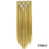 HKM-010579 Seven-Piece Straight Wig - 60cm High Temperature Wire, Suitable for Natural Skin Tones, Dyeable and Heat-Friendly