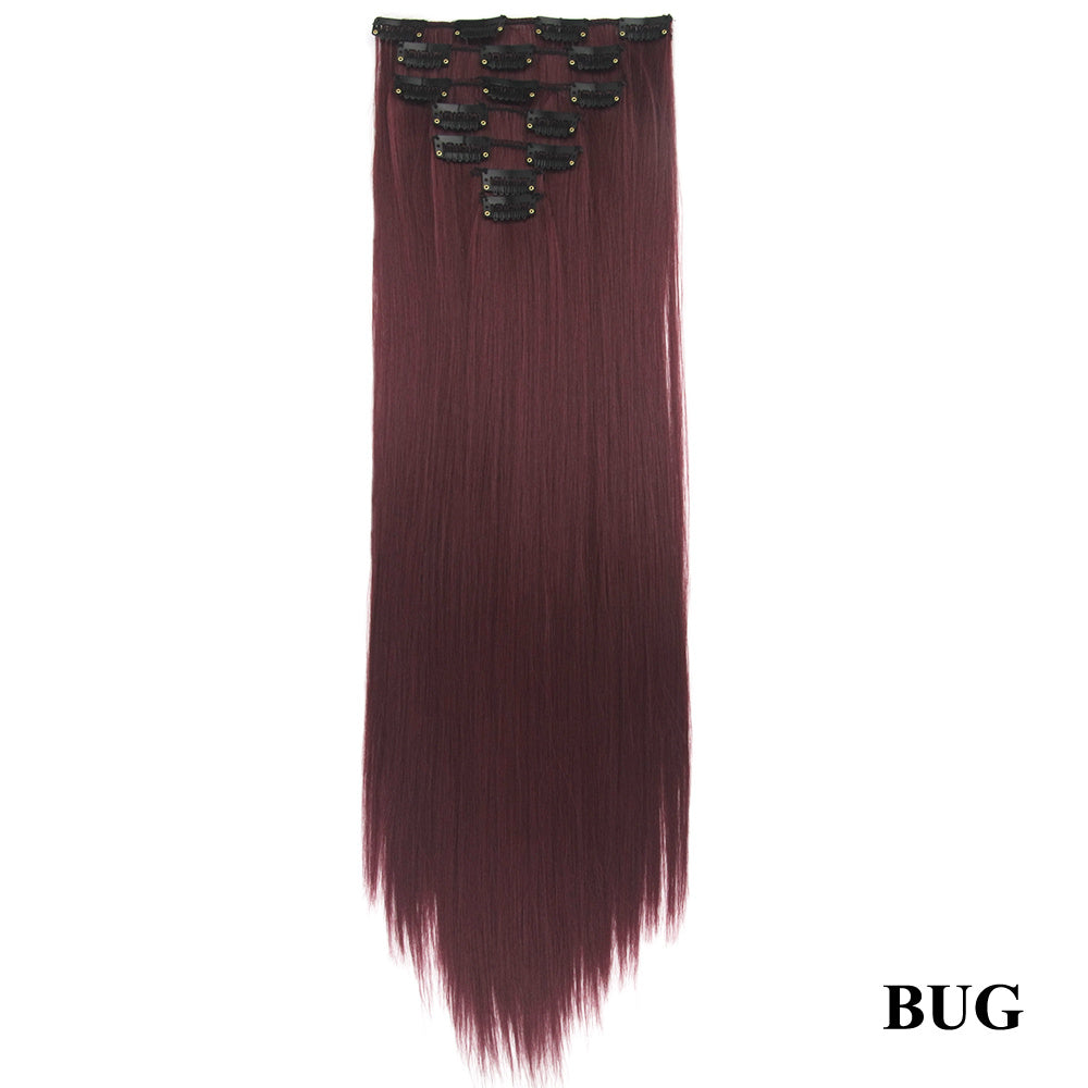HKM-010579 Seven-Piece Straight Wig - 60cm High Temperature Wire, Suitable for Natural Skin Tones, Dyeable and Heat-Friendly