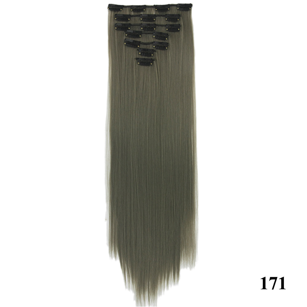 HKM-010579 Seven-Piece Straight Wig - 60cm High Temperature Wire, Suitable for Natural Skin Tones, Dyeable and Heat-Friendly