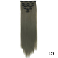 HKM-010579 Seven-Piece Straight Wig - 60cm High Temperature Wire, Suitable for Natural Skin Tones, Dyeable and Heat-Friendly