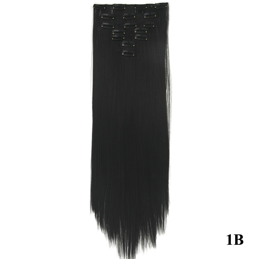 HKM-010579 Seven-Piece Straight Wig - 60cm High Temperature Wire, Suitable for Natural Skin Tones, Dyeable and Heat-Friendly