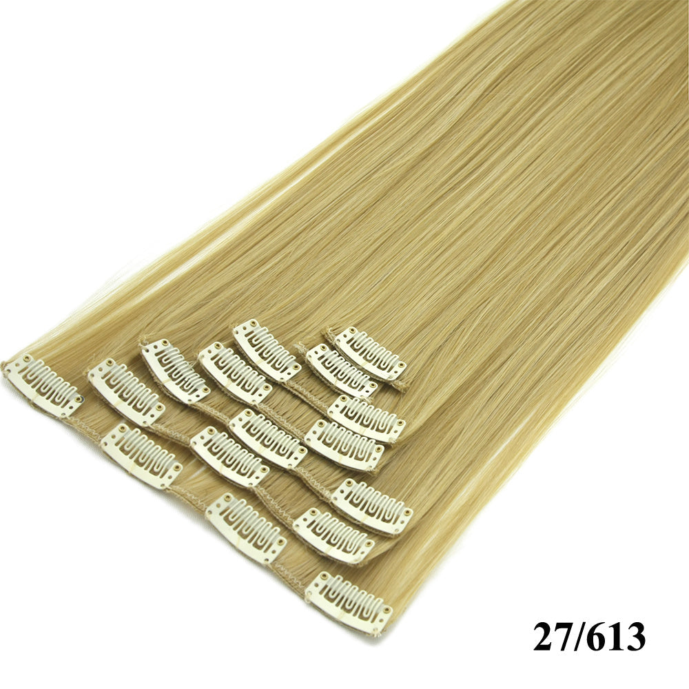 HKM-010579 Seven-Piece Straight Wig - 60cm High Temperature Wire, Suitable for Natural Skin Tones, Dyeable and Heat-Friendly