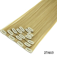 HKM-010579 Seven-Piece Straight Wig - 60cm High Temperature Wire, Suitable for Natural Skin Tones, Dyeable and Heat-Friendly