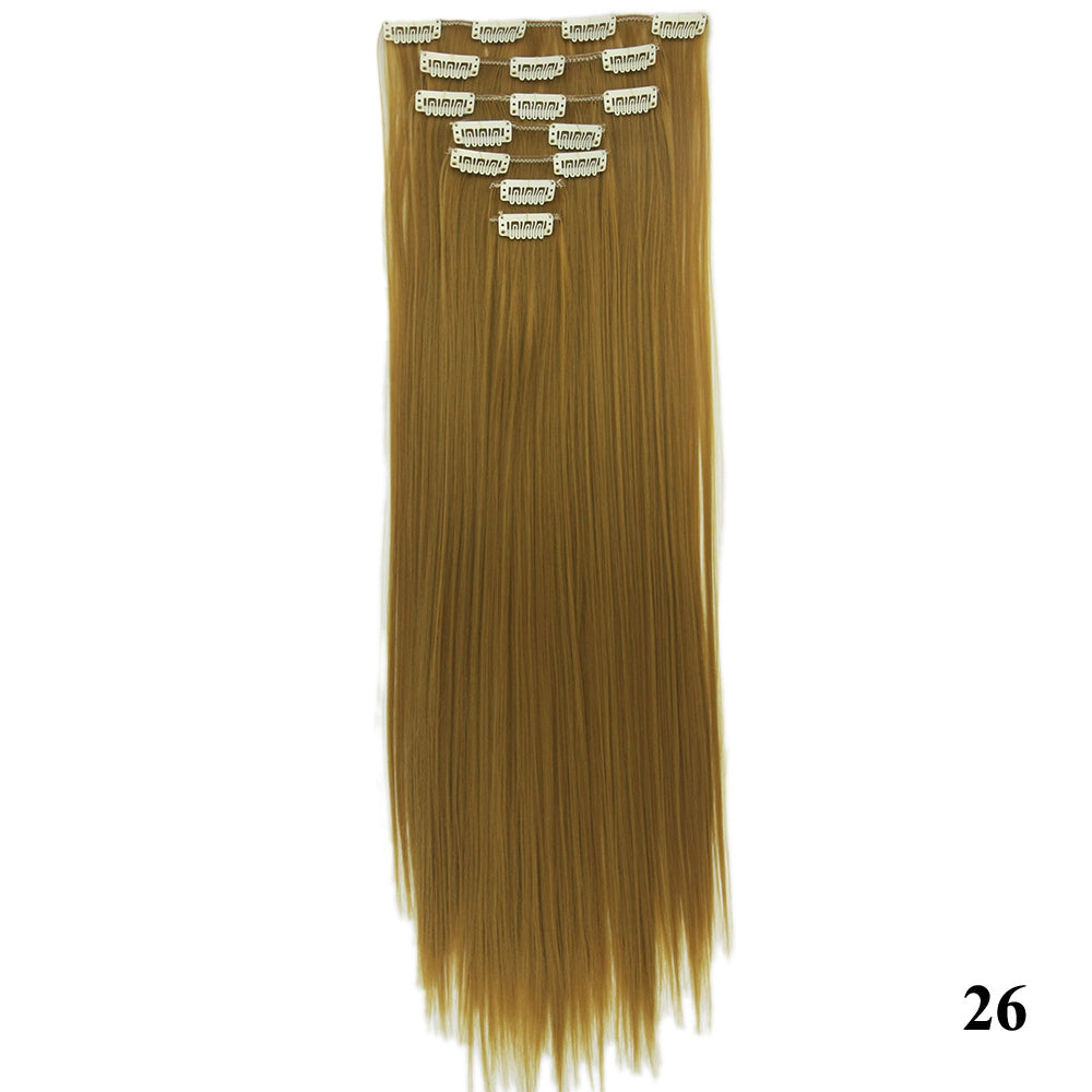 HKM-010579 Seven-Piece Straight Wig - 60cm High Temperature Wire, Suitable for Natural Skin Tones, Dyeable and Heat-Friendly
