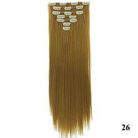 HKM-010579 Seven-Piece Straight Wig - 60cm High Temperature Wire, Suitable for Natural Skin Tones, Dyeable and Heat-Friendly
