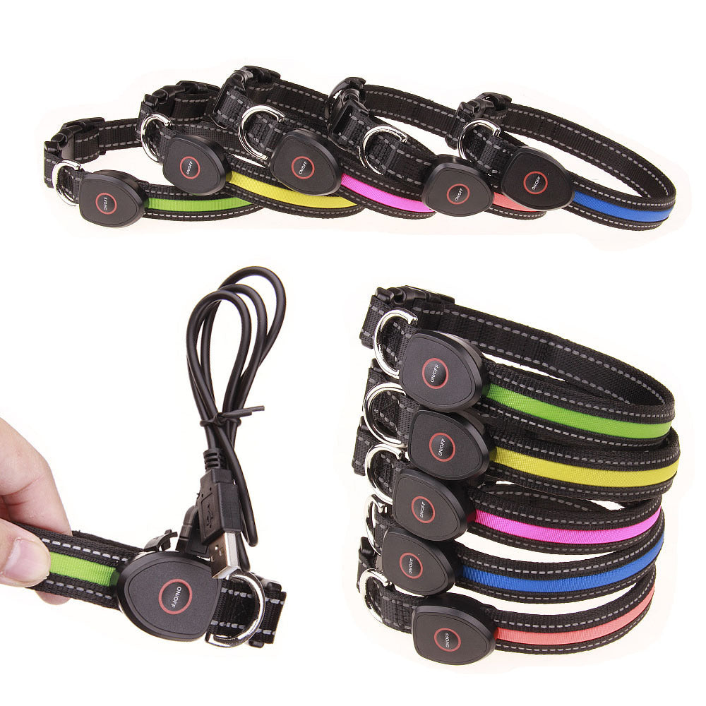 HKM-112147 Luminous Dog Collar with Adjustable Sizes (S: 28CM-40CM, M: 33CM-50CM, L: 38CM-60CM)