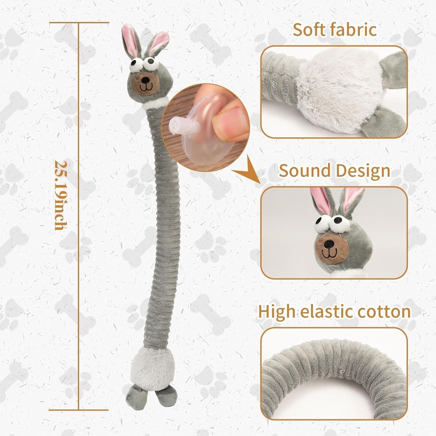 HKM-815891 Plush Squeaky Crinkle Dog Chew Toy for Small to Large Dogs - Ideal for Teething and Playtime