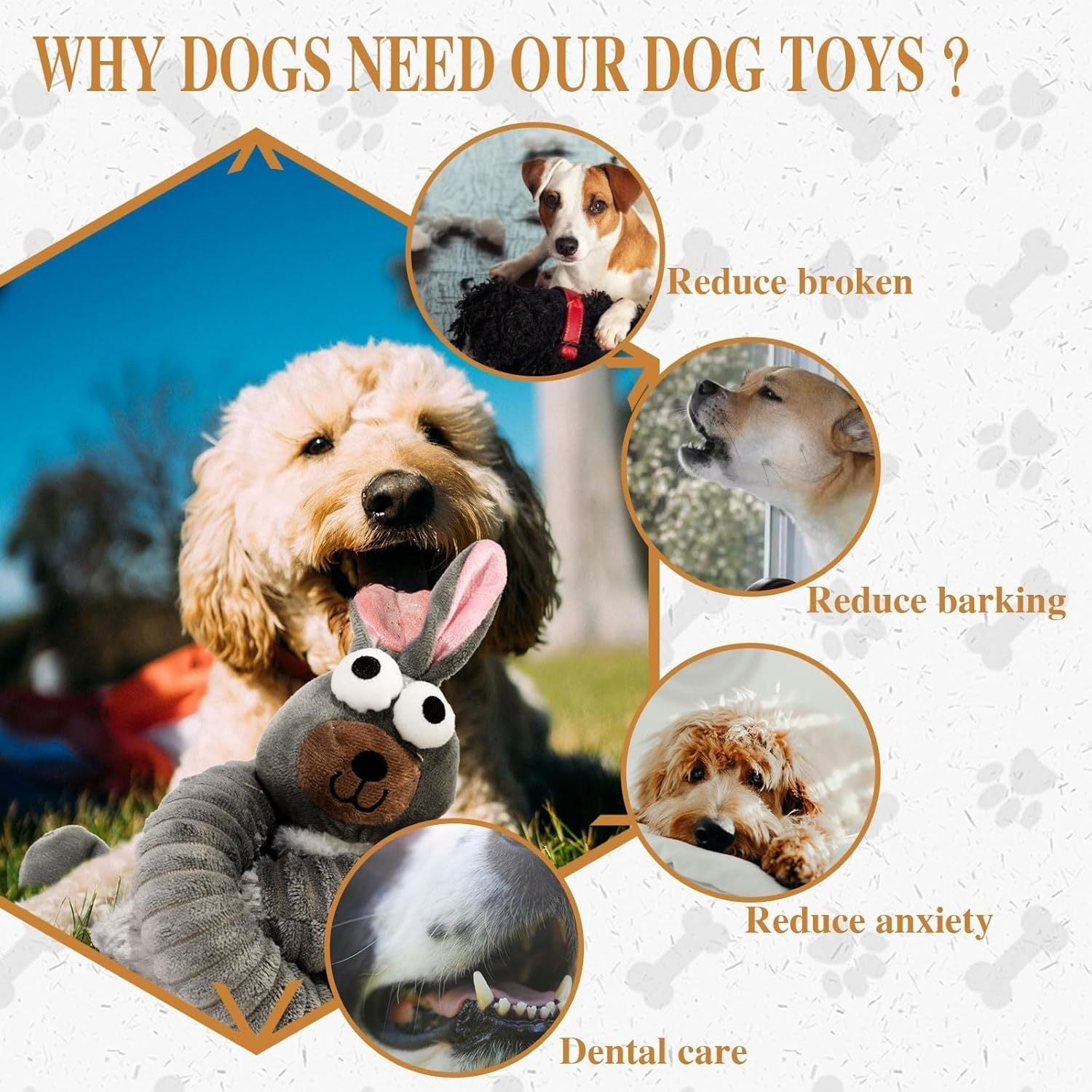 HKM-815891 Plush Squeaky Crinkle Dog Chew Toy for Small to Large Dogs - Ideal for Teething and Playtime