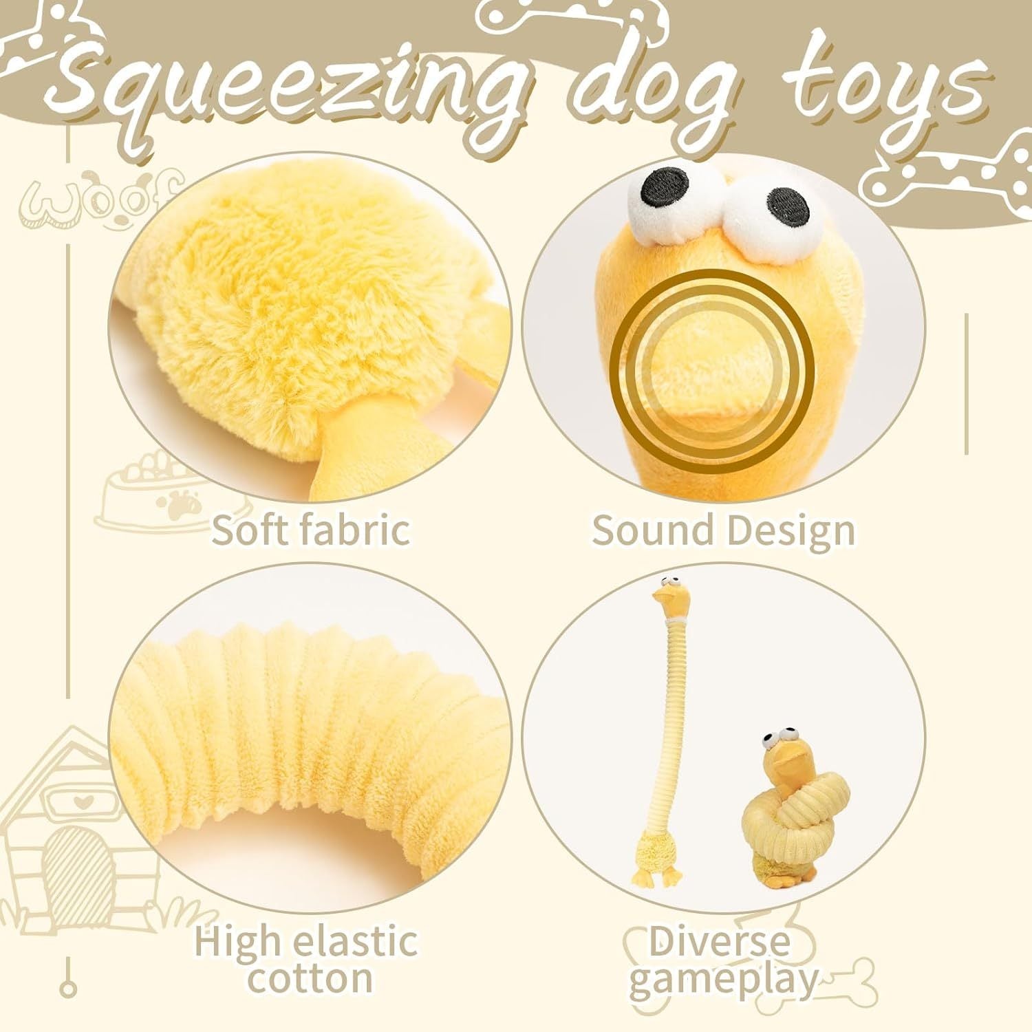 HKM-815891 Plush Squeaky Crinkle Dog Chew Toy for Small to Large Dogs - Ideal for Teething and Playtime