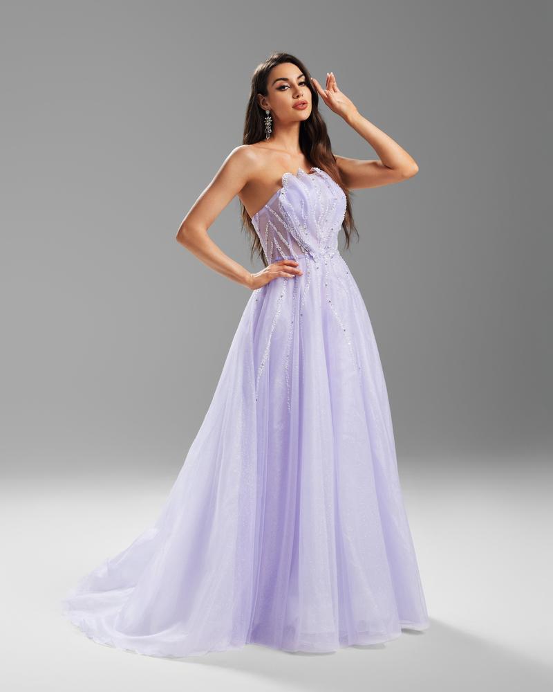 HKM-906643 Elegant Purple Evening Dress for Women - Style EZ25068