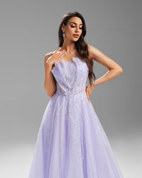 HKM-906643 Elegant Purple Evening Dress for Women - Style EZ25068