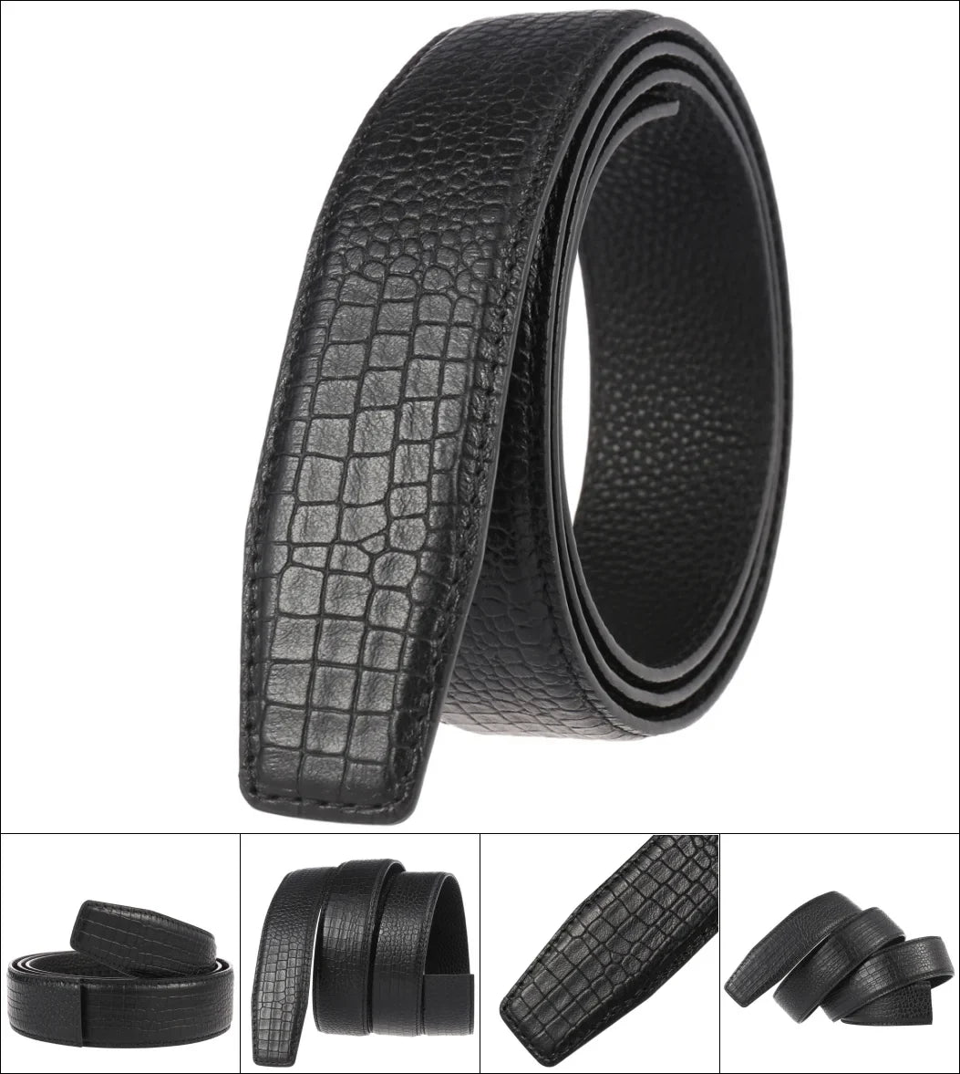 HKM-082003 Boys' Cowhide Automatic Buckle Belt - Durable First Layer Leather Accessory