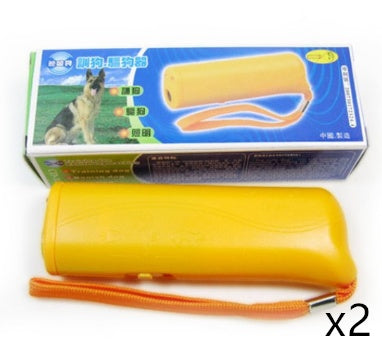 HKM-040787 Ultrasonic Dog Training Device with LED Flashlight - 3-in-1 Anti-Barking Repeller and Training Tool