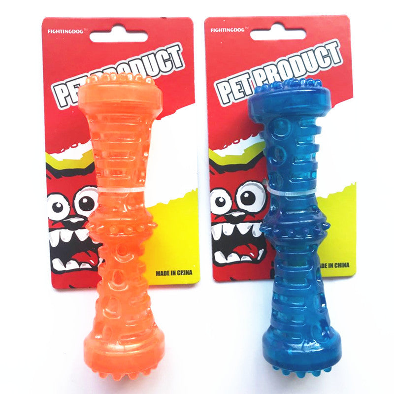 HKM-421523 TPR Sounding Pet Toy Molar Stick - Durable Chew Toy in Peacock Blue and Orange, Available in Small and Large Sizes
