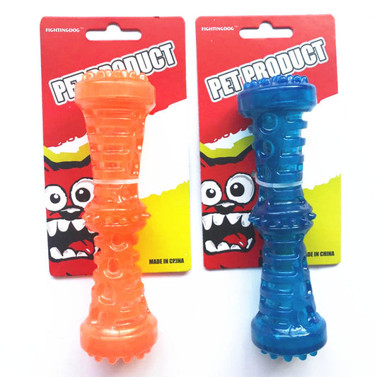 HKM-421523 TPR Sounding Pet Toy Molar Stick - Durable Chew Toy in Peacock Blue and Orange, Available in Small and Large Sizes