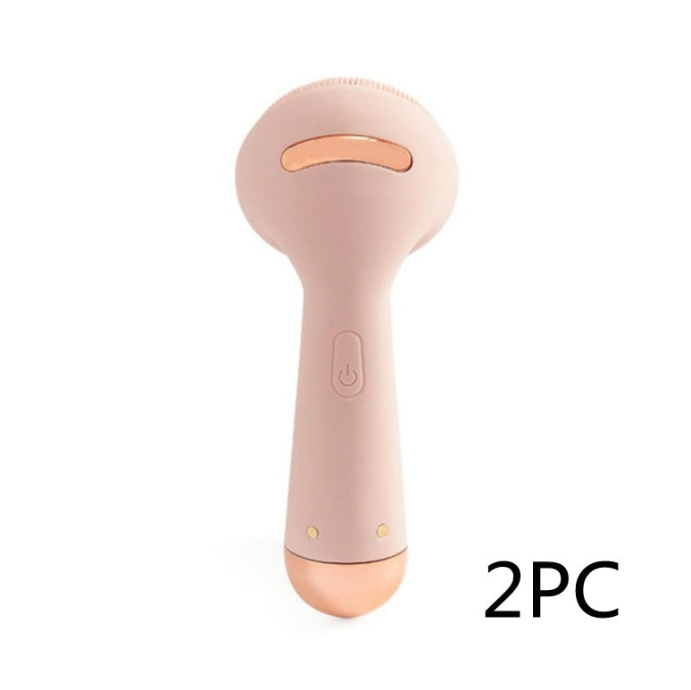 HKM-609299 Ultrasonic Pink Silicone Electric Cleansing Device with Waterproof Design and Four Modes
