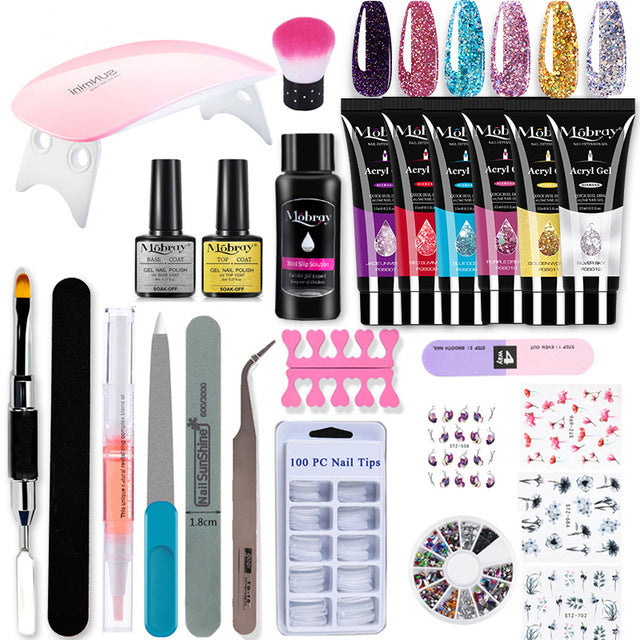 HKM-099731 Crystal Extended Nail Enhancement Tool Set for Professional Manicure