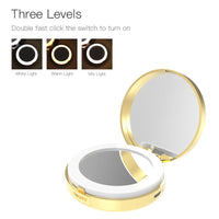 HKM-666579 10x Magnifying Portable Makeup Mirror with Adjustable Lighting and USB Charging