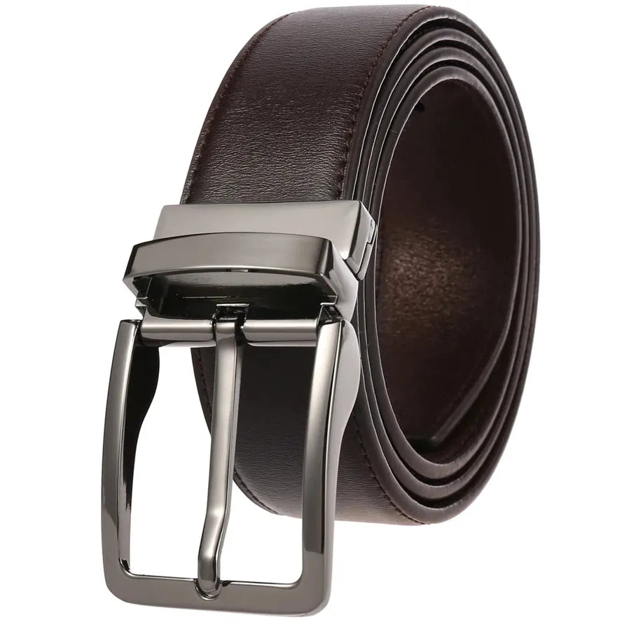 HKM-753171 ZK707-3 Zinc Alloy Pin Buckle Genuine Leather Men's Belt