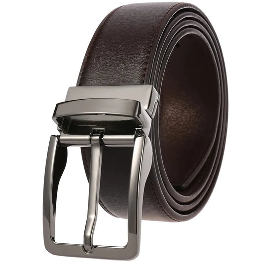 HKM-753171 ZK707-3 Zinc Alloy Pin Buckle Genuine Leather Men's Belt