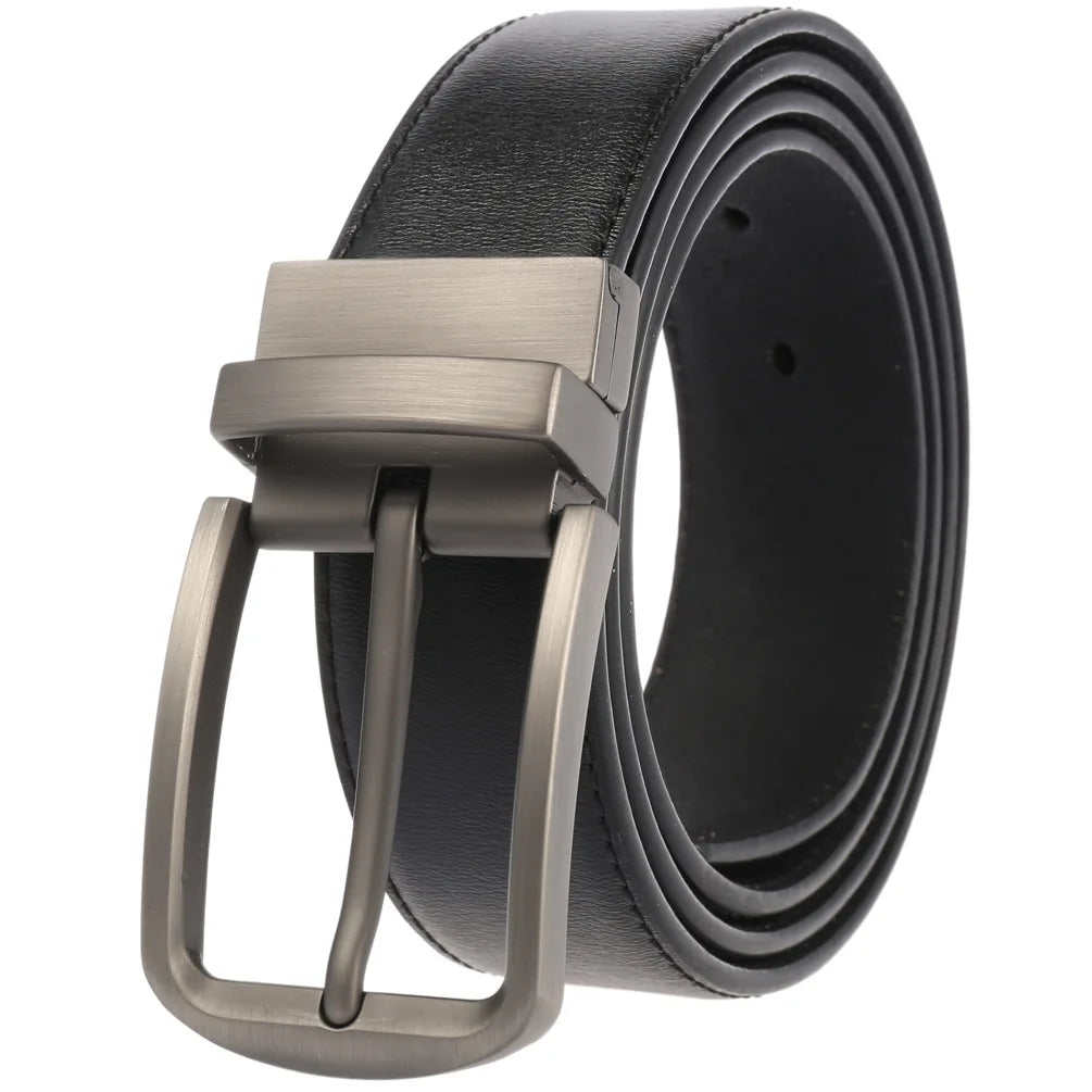 HKM-753171 ZK707-3 Zinc Alloy Pin Buckle Genuine Leather Men's Belt