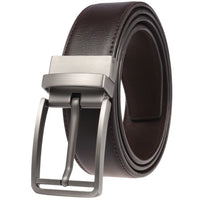 HKM-753171 ZK707-3 Zinc Alloy Pin Buckle Genuine Leather Men's Belt