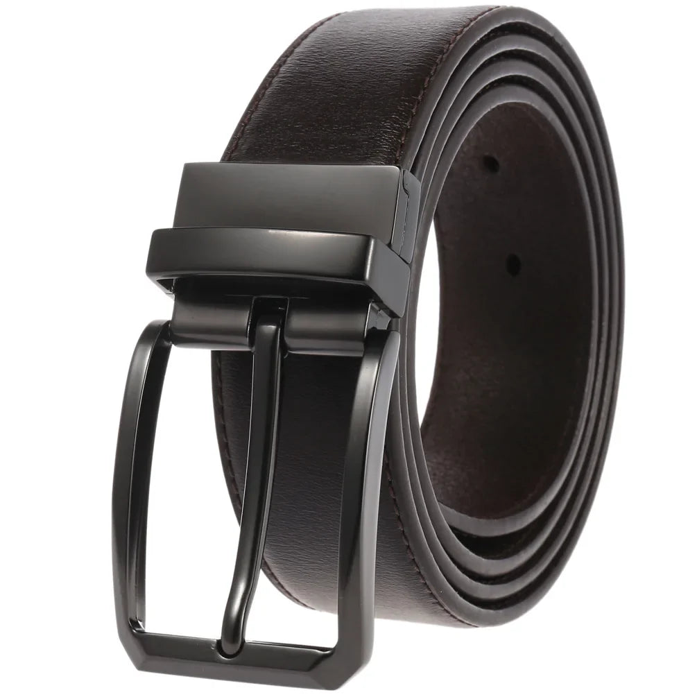 HKM-753171 ZK707-3 Zinc Alloy Pin Buckle Genuine Leather Men's Belt