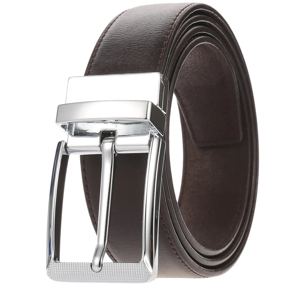 HKM-753171 ZK707-3 Zinc Alloy Pin Buckle Genuine Leather Men's Belt