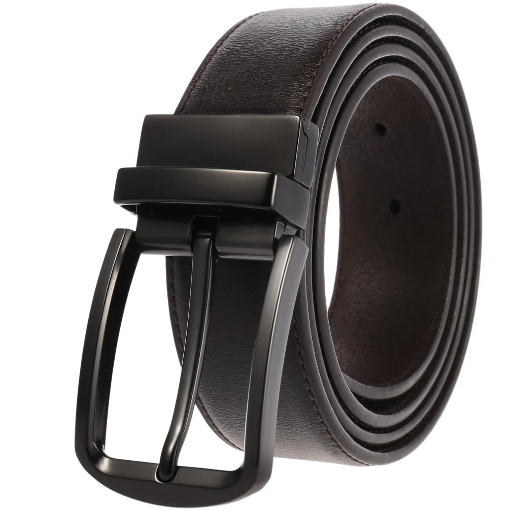 HKM-753171 ZK707-3 Zinc Alloy Pin Buckle Genuine Leather Men's Belt
